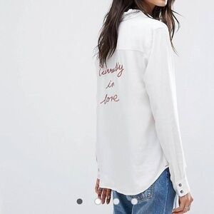 Current Air White Shirt with Red ‘Currently in Love’ Embroidery